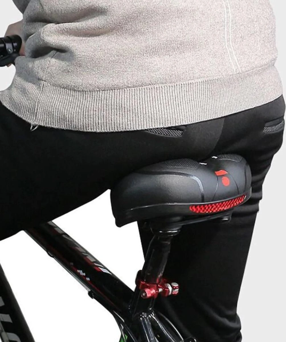 Voltano Fietszadel Met Gelpads - Zwart/Rood - Uitsparing - Zadelvering - Unisex - Incl. Gratis Zadelstrop - Image 13