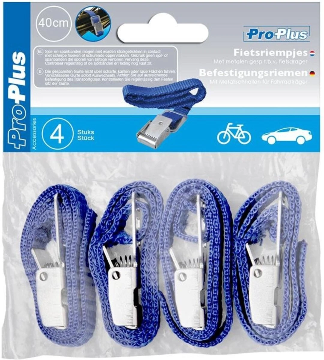 PROPLUS Pro Plus Fietsriempjes Met Metalen Gesp - Fietsendrager - 4 Stuks - Image 5