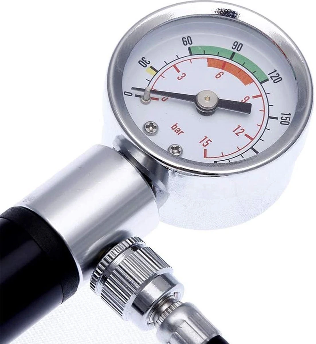 LHP Fietspomp Mini - Analoog Drukmeter - Inclusief Naaldventiel En Fietsbandreparatieset - Image 2