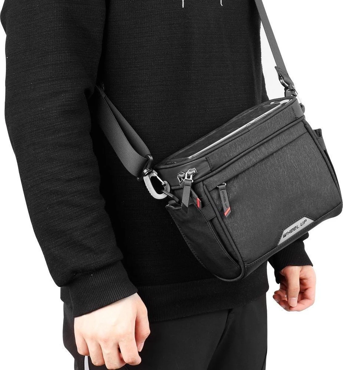 WHEEL UP D21 - Waterdichte Tas Voor Aan De Fiets - Fiets Tas Stuurtas Met Smartphone Houder – Waterdicht – Fietstas Stuur – Smartphone Houder Fiets – T/M 6.5 Inch - Zwart - Image 5