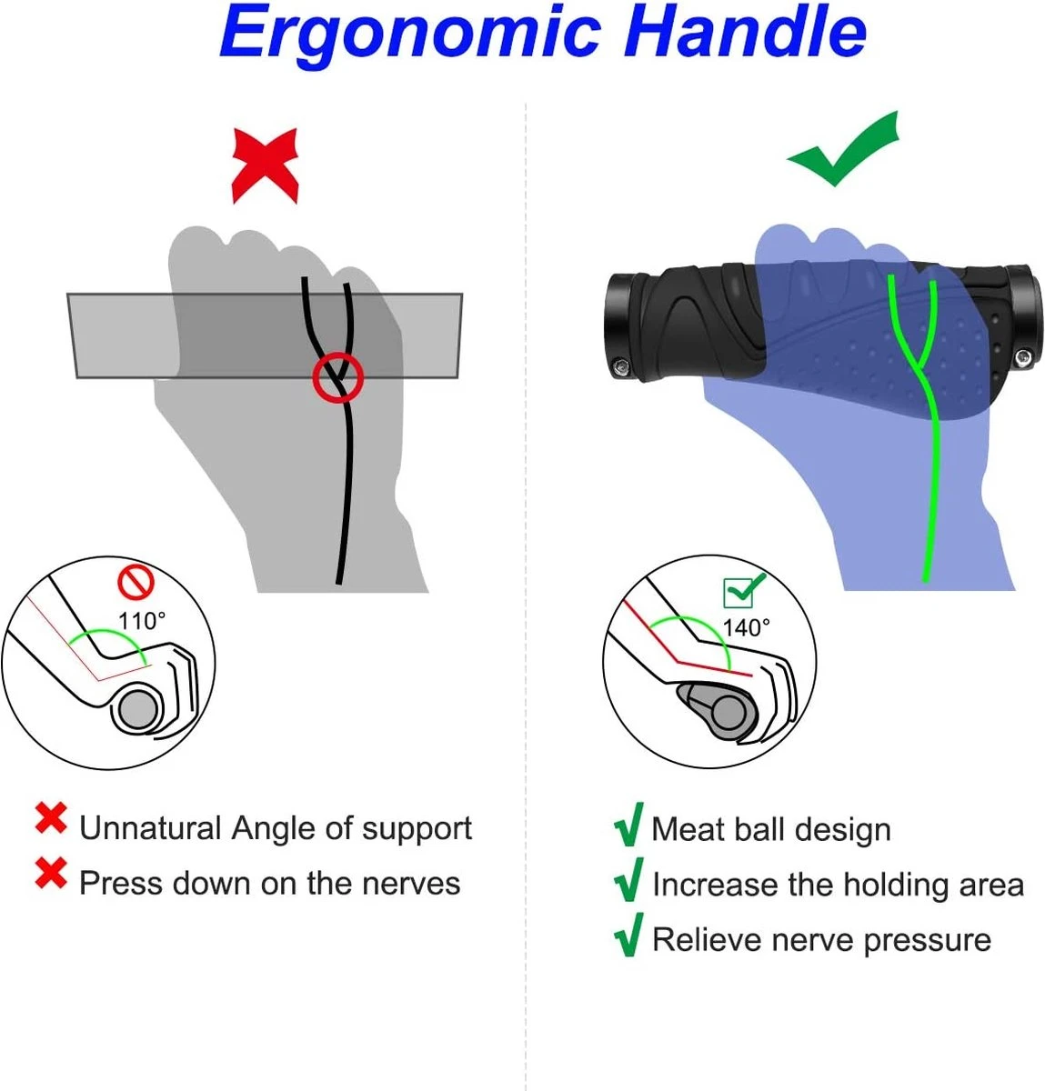 Merkloos Fietsgrepen - Antislip - Ergonomische MTB-Grepen - Twee Kanten - Lock-on-ontwerp - Voor 22,2 Mm Fietsen / Mountainbikes / Racefietshandvatten - Image 4