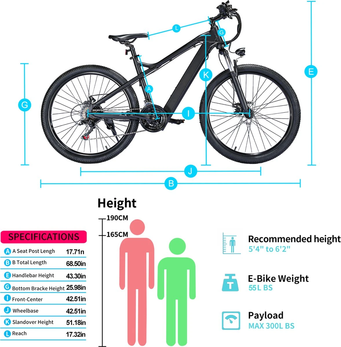 Elektrische Fiets Off-Road | E-Fietsen | Electric Mountain Bike | E-bike | 250W Motor | 26 Inch | Zwart BK7 - Image 3