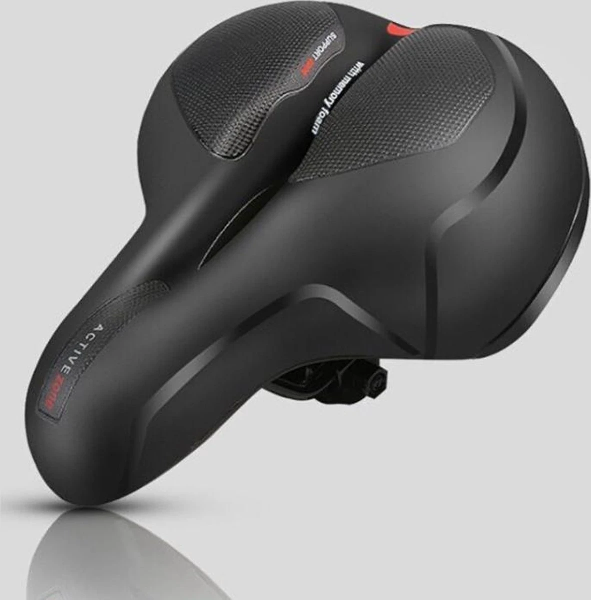 Voltano Fietszadel Met Gelpads - Zwart/Rood - Uitsparing - Zadelvering - Unisex - Incl. Gratis Zadelstrop - Image 16