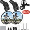 Zacro 2 Pack Fietsspiegel Ebike- Fietsbel- Veiligheidsspiegel- 360° Verstelbare En Draaibare Fietsspiegel– Universeel- Zwart