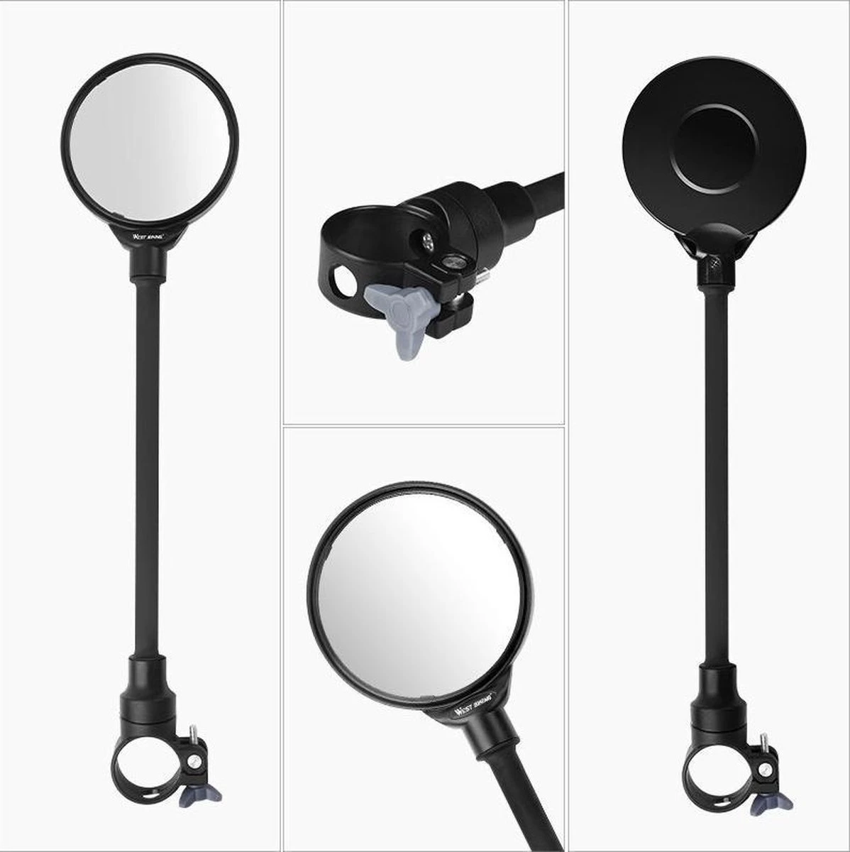 Merkloos 1 Stuk Fiets Achteruitkijkspiegel Groothoek Bolle Spiegel Mountainbike Veiligheid Spiegel Handvat Zachte Pijp 8cm - Image 7