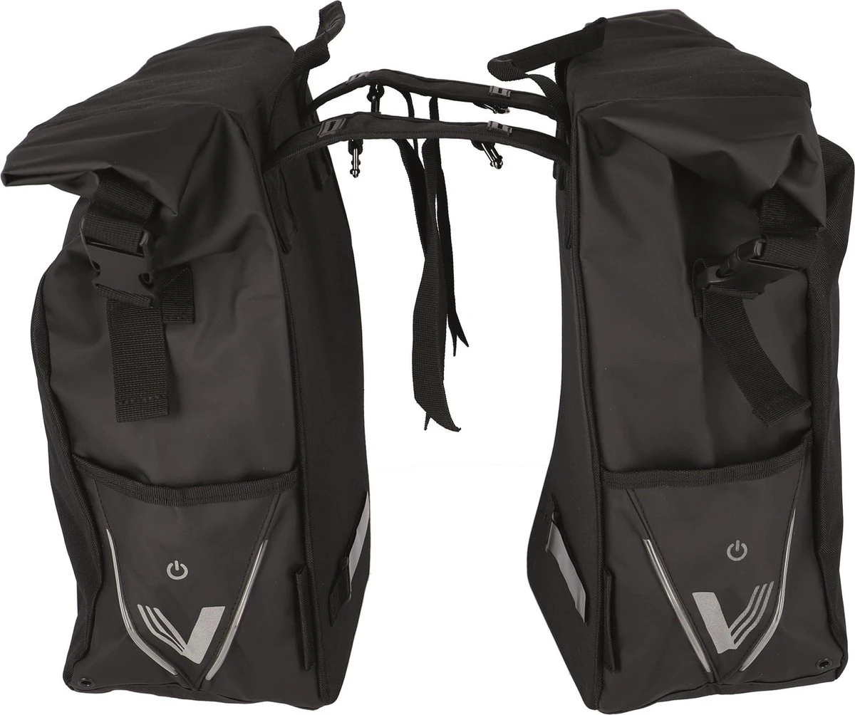 XLC V-light Rolltop Dubbele Fietstas - Zwart - 56 Liter - Image 2