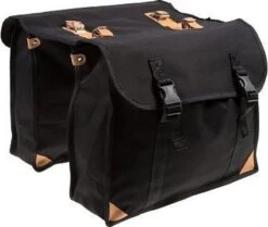 Falkx Dubbele Fietstas Retro 29 Liter Zwart