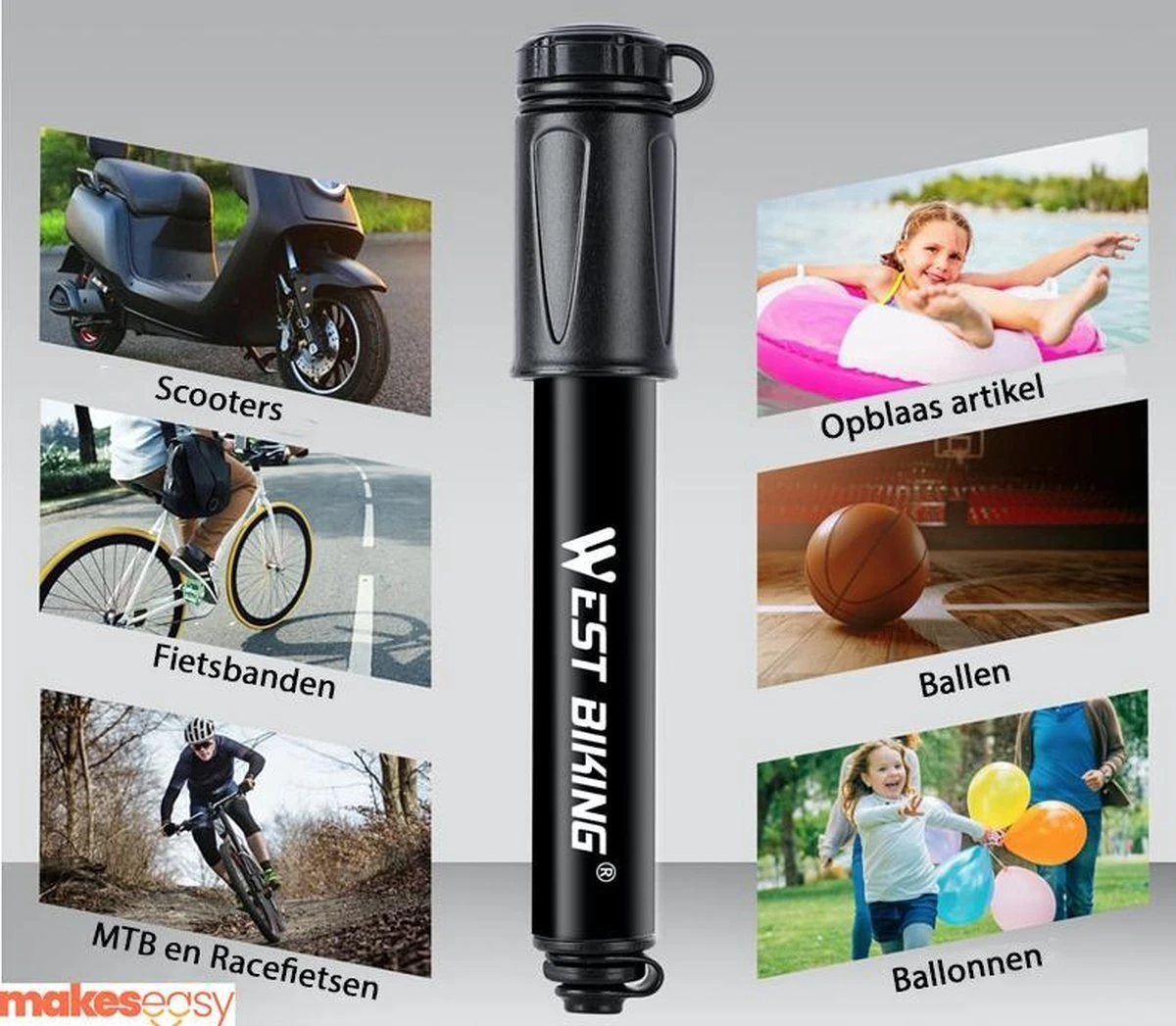 Fietspomp Racefiets | Mini Fietspomp | Met Flexible Slang | 8 Bar | Zwart - Image 3