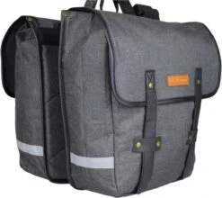 Dubbele Fietstas Grijs/zwart - Kleine Fietstas Dubbel - Fietstassen Waterdicht - 23 Liter - Fluorescerend - Stevige Fietstas