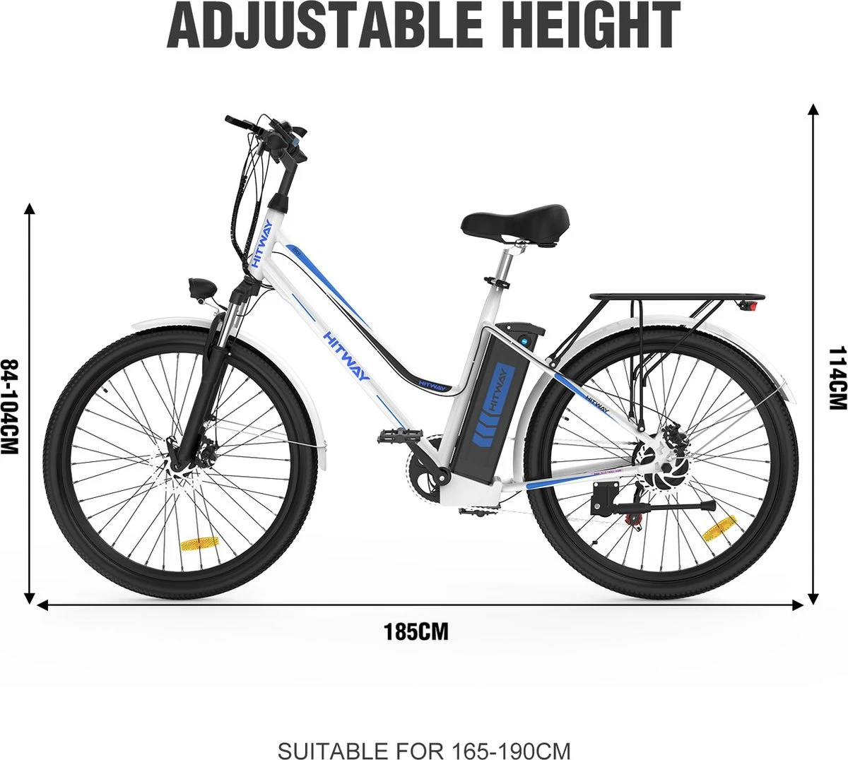 HITWAY Elektrische Fiets, 26 Inch, 250 W Motor, Li-batterij 36 V/11,2 Ah Ebike, Shimano 7 Versnellingen, Tot 35-90 Km - Image 4