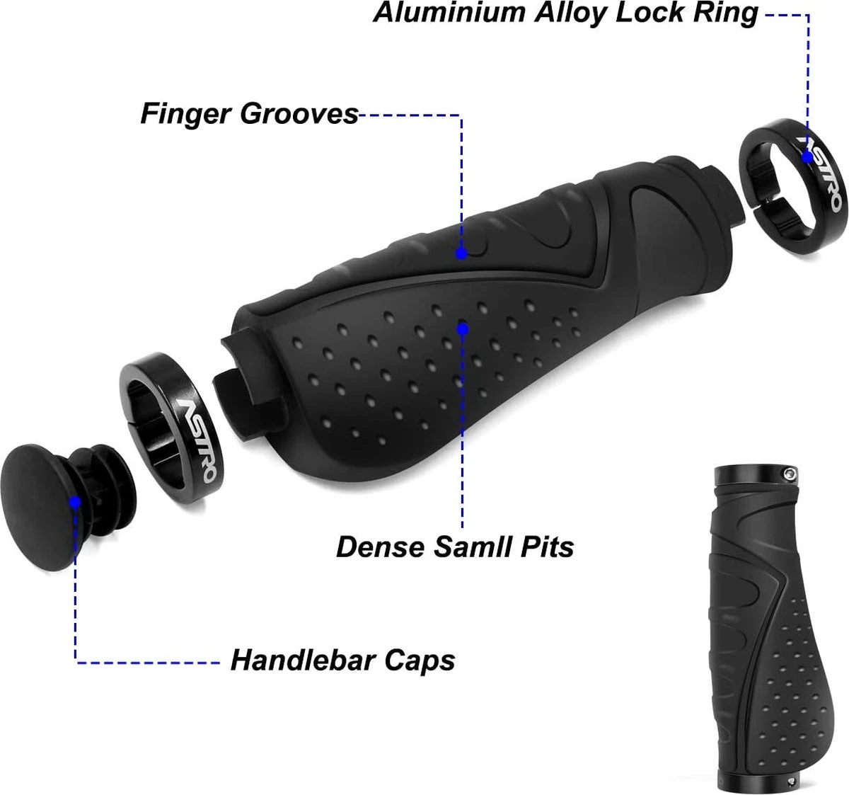 Merkloos Fietsgrepen - Antislip - Ergonomische MTB-Grepen - Twee Kanten - Lock-on-ontwerp - Voor 22,2 Mm Fietsen / Mountainbikes / Racefietshandvatten - Image 2