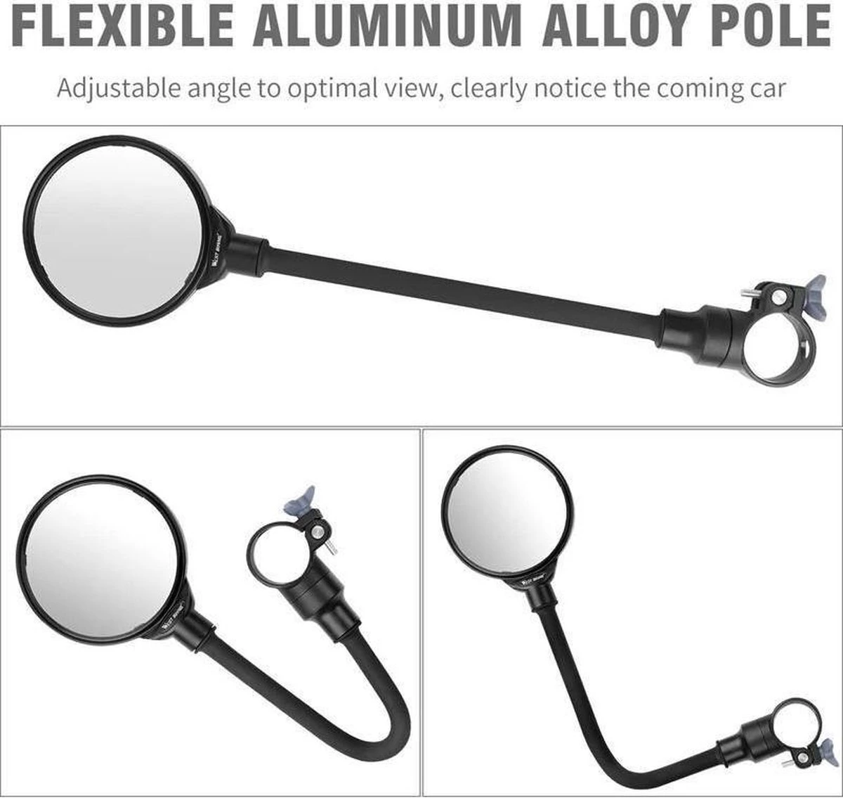 Merkloos 1 Stuk Fiets Achteruitkijkspiegel Groothoek Bolle Spiegel Mountainbike Veiligheid Spiegel Handvat Zachte Pijp 8cm - Image 2