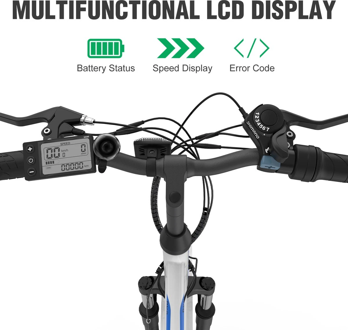 HITWAY Elektrische Fiets, 26 Inch, 250 W Motor, Li-batterij 36 V/11,2 Ah Ebike, Shimano 7 Versnellingen, Tot 35-90 Km - Image 2