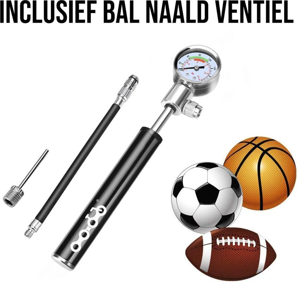 LHP Fietspomp Mini - Analoog Drukmeter - Inclusief Naaldventiel En Fietsbandreparatieset - Image 6