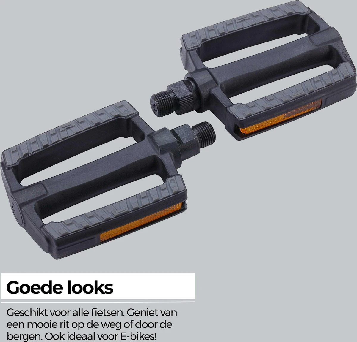 BBB Cycling SteadyRider Fietspedalen - Rubber Antislip - Stadsfiets & E-bike - Met Reflector - Zwart - BPD-44 - Image 4