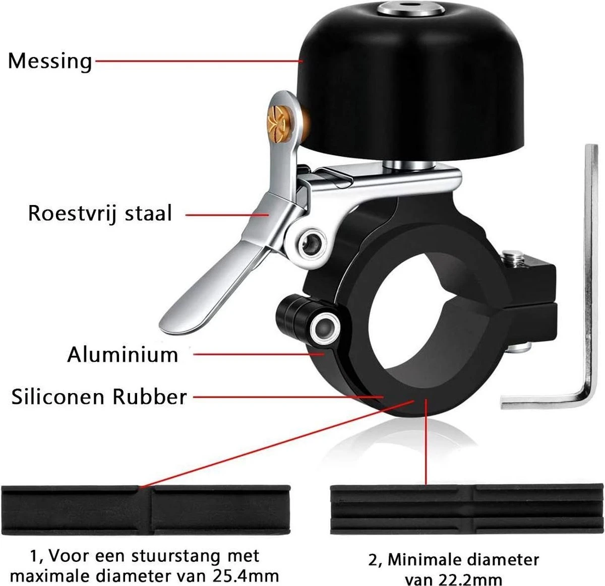 Fit Evolve® Premium Fietsbel - Messing - Fietsbel Racefiets - MTB - Zwart - Image 2