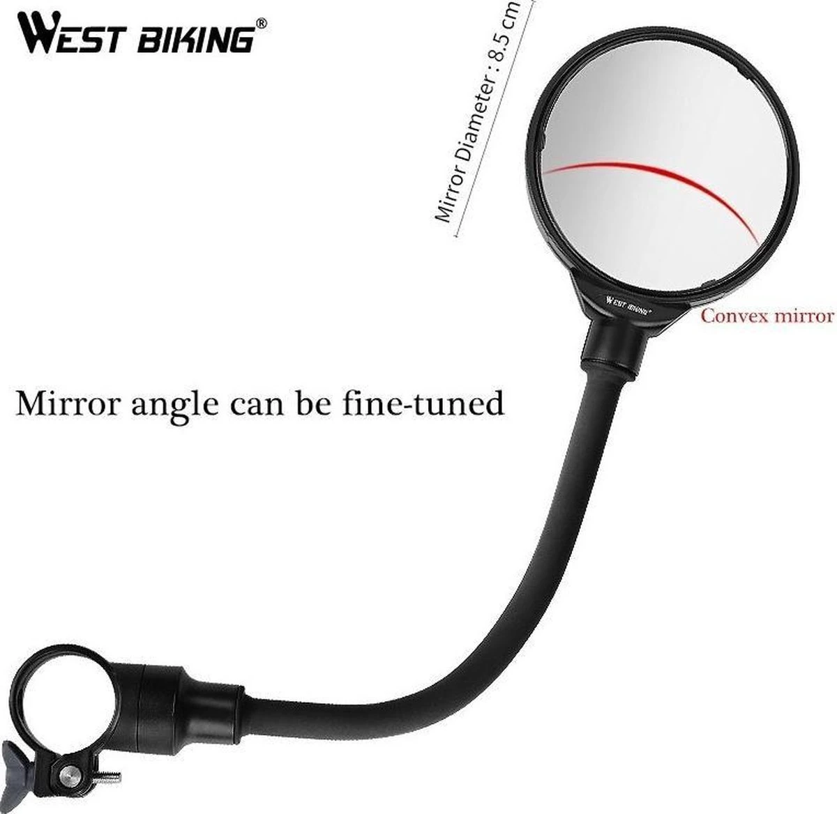 Merkloos 1 Stuk Fiets Achteruitkijkspiegel Groothoek Bolle Spiegel Mountainbike Veiligheid Spiegel Handvat Zachte Pijp 8cm - Image 3