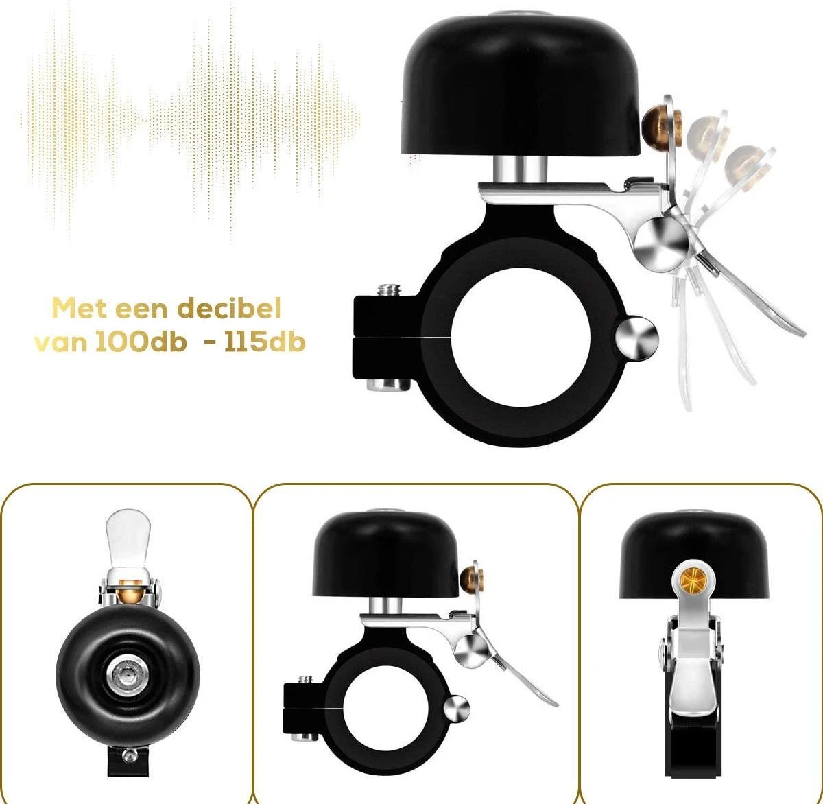 Fit Evolve® Premium Fietsbel - Messing - Fietsbel Racefiets - MTB - Zwart - Image 4