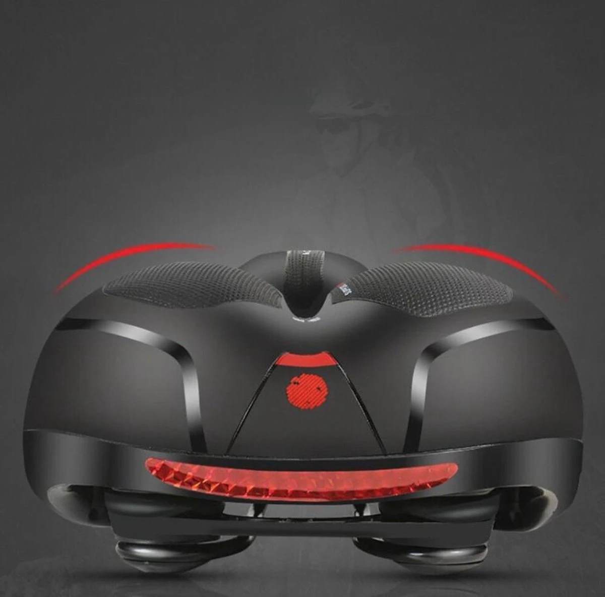 Voltano Fietszadel Met Gelpads - Zwart/Rood - Uitsparing - Zadelvering - Unisex - Incl. Gratis Zadelstrop - Image 15