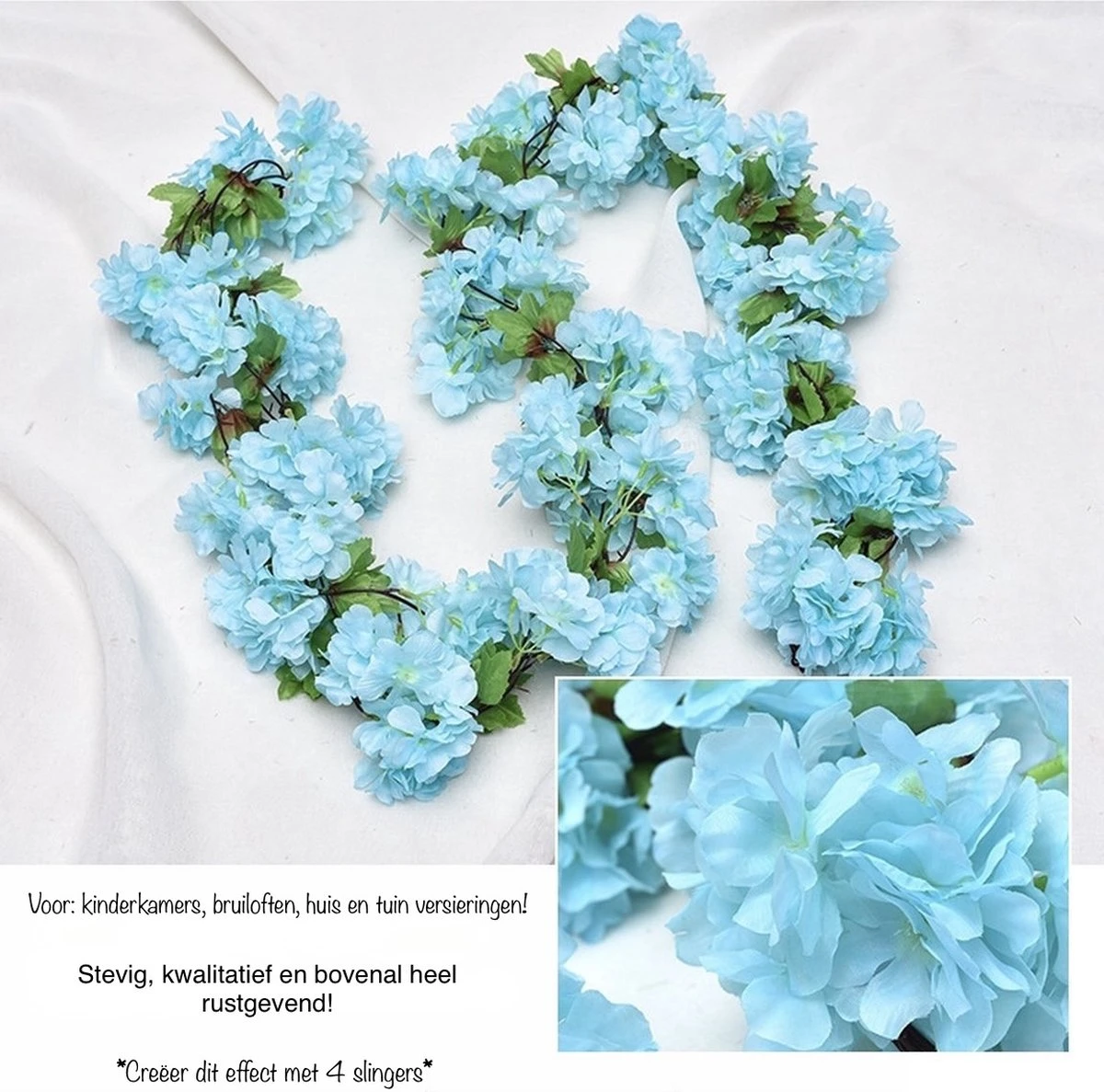 Merkloos Bloemenslinger Fiets - Bloemenstreng - Bloemenslinger Plastic - Bloemenslinger Fietsmand - Fiets Bloemen - 235 Cm - Kunst Hangplant - Image 2