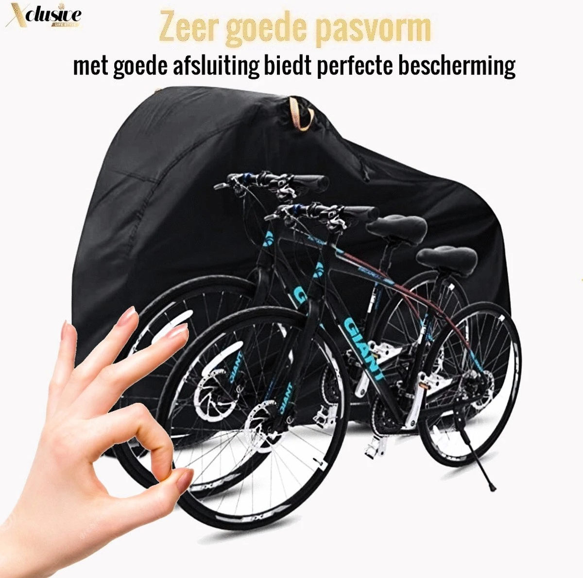 Xclusive-lifestyle® Fietshoes XXL - Universeel - 1 Of 2 Fietsen - Ultra Oxford 420D Zeer Sterk En Extra Dik - Bakfietshoes - Fietscover - Waterdichte PU Coating - Met Opbergtas En Zadelhoes - Image 8