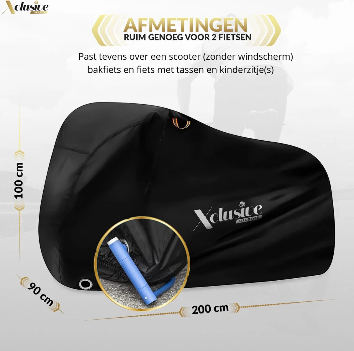 Xclusive-lifestyle® Fietshoes XXL - Universeel - 1 Of 2 Fietsen - Ultra Oxford 420D Zeer Sterk En Extra Dik - Bakfietshoes - Fietscover - Waterdichte PU Coating - Met Opbergtas En Zadelhoes - Image 11