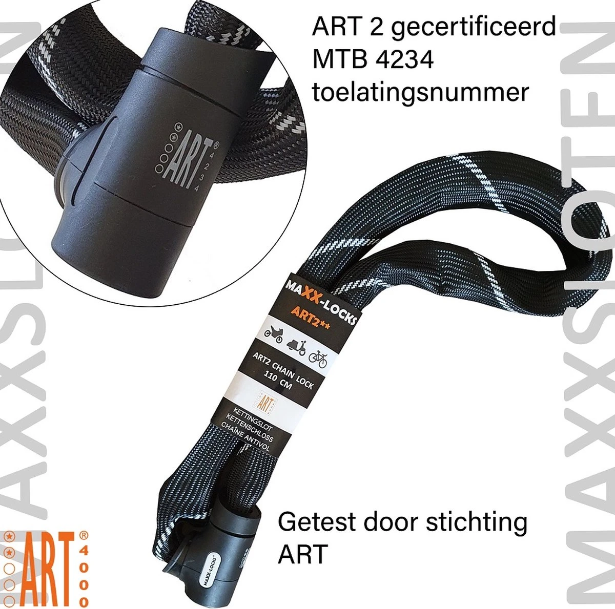 Maxx-Locks Twizel Fietsslot ART 2 | 85 Cm Kettingslot | Gehard Staal | Zwart | Slot E-Bike / Fiets - Image 6