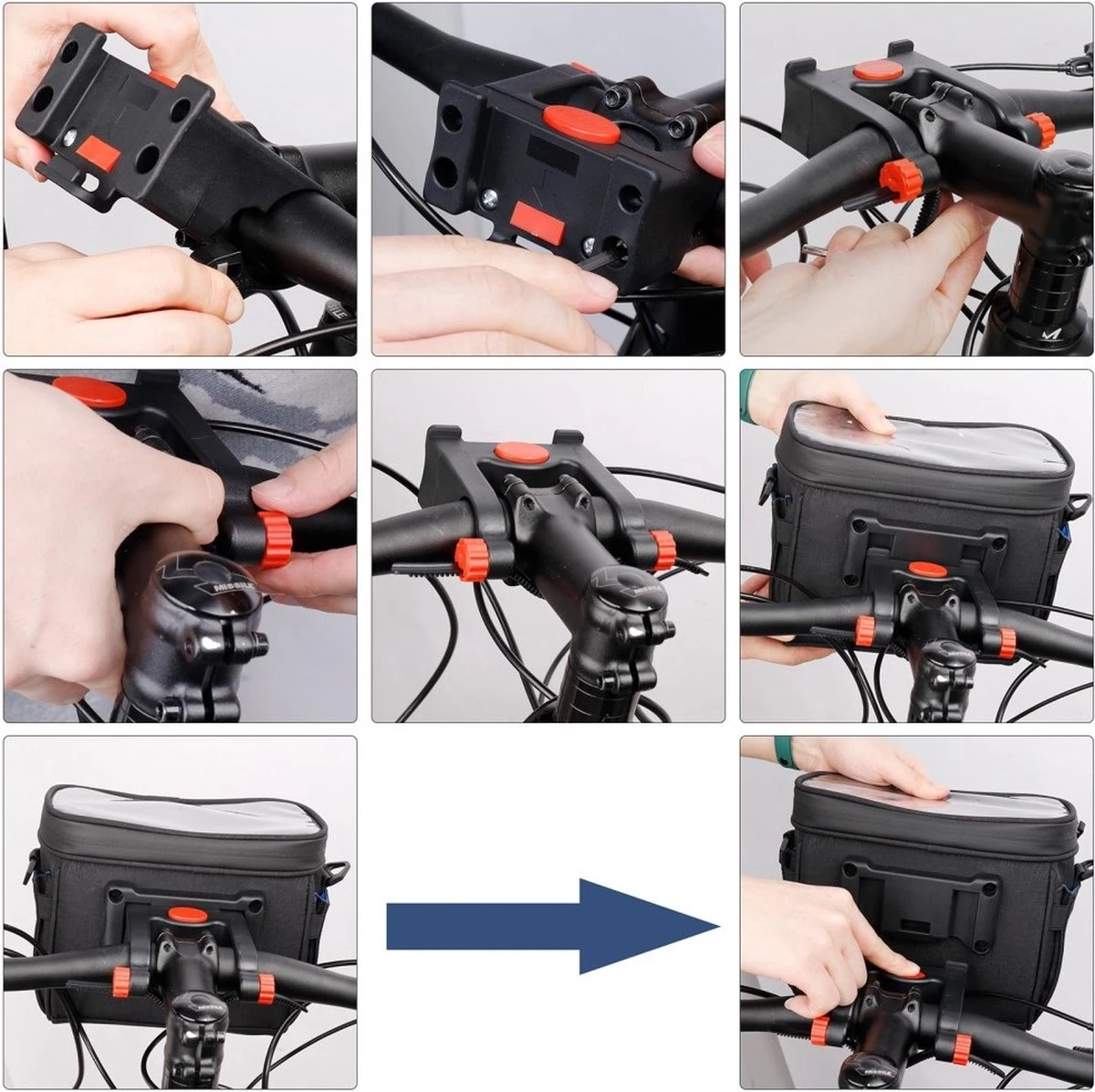 WHEEL UP D21 - Waterdichte Tas Voor Aan De Fiets - Fiets Tas Stuurtas Met Smartphone Houder – Waterdicht – Fietstas Stuur – Smartphone Houder Fiets – T/M 6.5 Inch - Zwart - Image 2