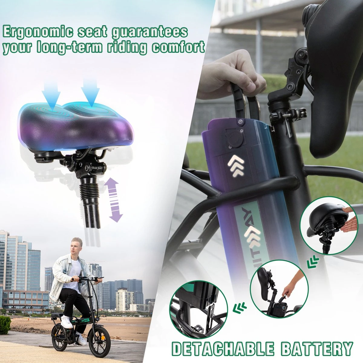 Hitway BK5 Elektrische Fiets | Opvouwbare E-bike | 16 Inch | Hitway BK5 250W Motor | Zwart - Image 7