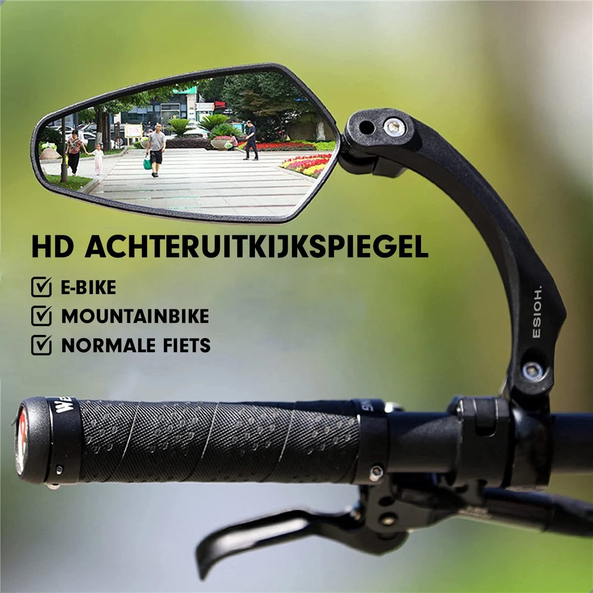 Esioh® Verstelbare Fietsspiegel Rechts Ebike Op Stuur - Achteruitkijkspiegel Fiets – Zijspiegel Fiets 360 ° Draaibaar - Zwart - Image 3
