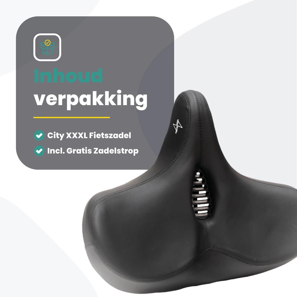 Voltano City XXXL Fietszadel Met Uitsparing – Unisex Extra Breed Fietszadel – Tegen Zadelpijn – 100% Waterdicht – Incl. Gratis Zadelstrop - Zwart - Image 6