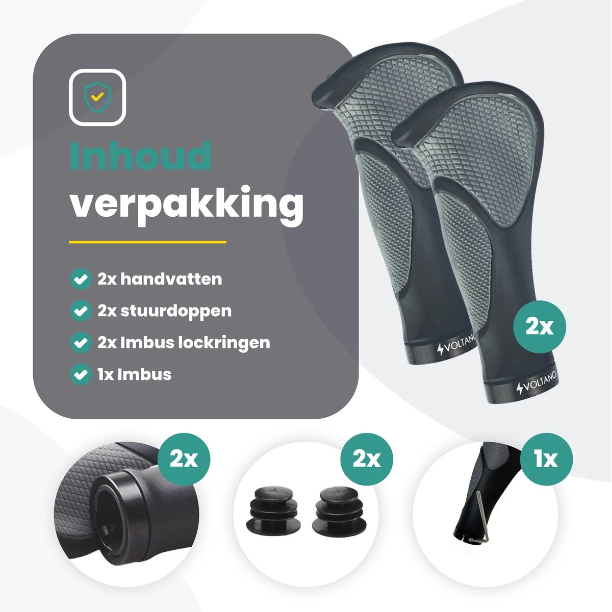 Voltano Ergonomisch Gevormde Fiets Handvatten - Handvat Eenvoudig En Stevig Vastzetten Met Imbus - Inclusief Bevestigingsmateriaal - Anti Plak Coating - Verhoogde Grip Fietshandvatten - Image 10