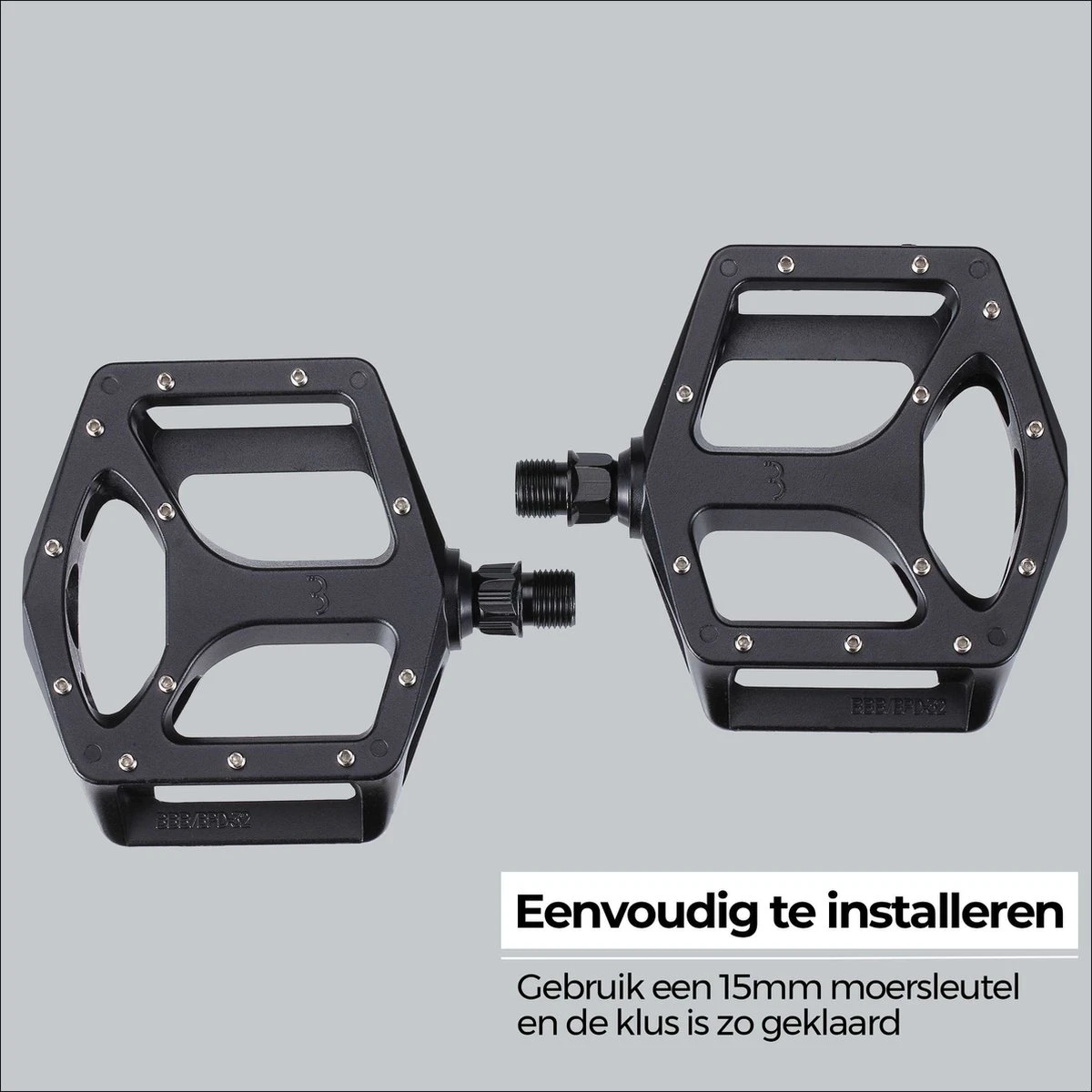 BBB Cycling MountainHigh Set Fietspedalen MTB - Platformpedalen - Antislip Mountainbike Pedalen - Mat Zwart - BPD-32 - Image 4