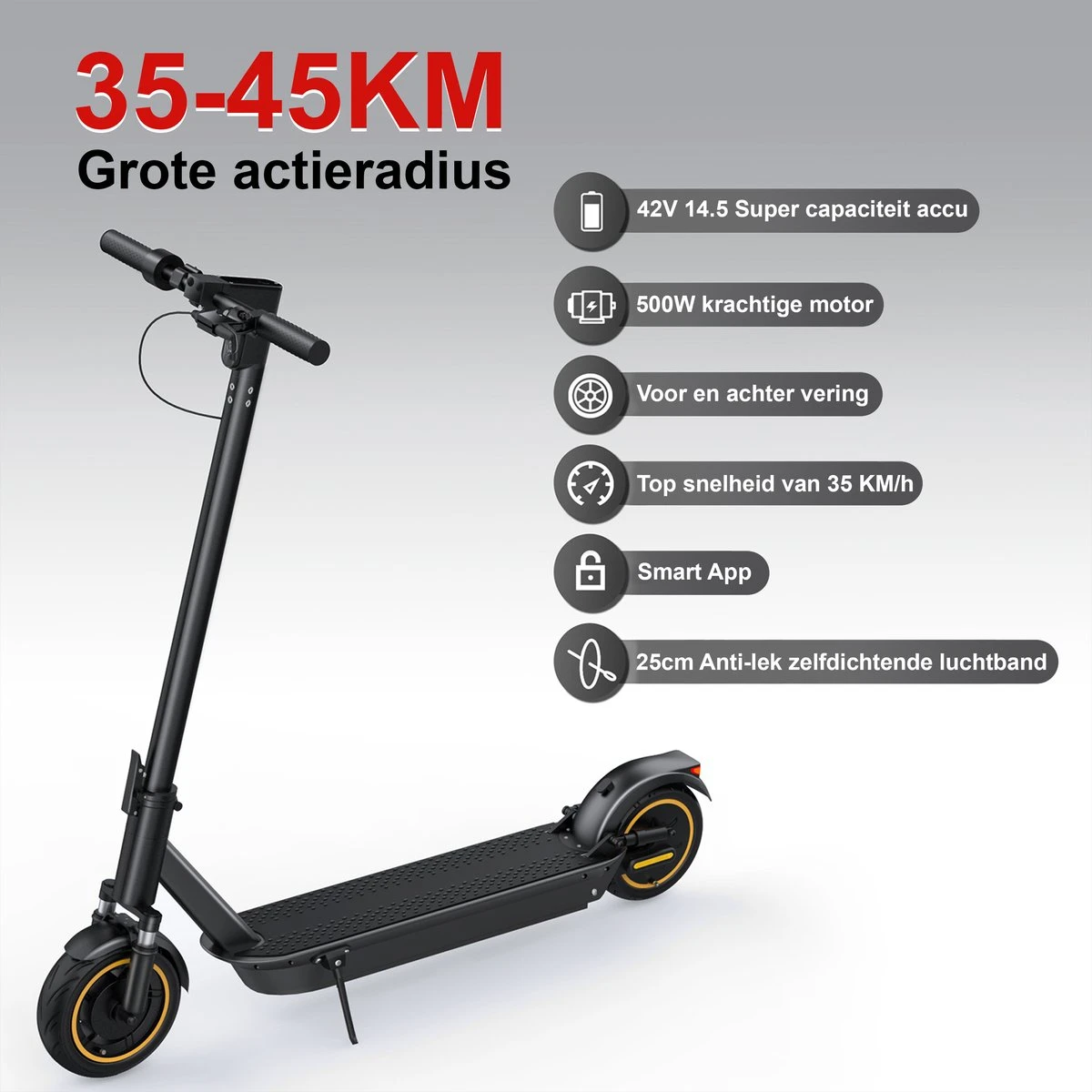 Stay-on Esmax | Elektrische Step Voor Volwassenen | 500w |15ah! |35kmu | Bereik 35/45km | Met APP & Nederlandse Handleiding - Image 10