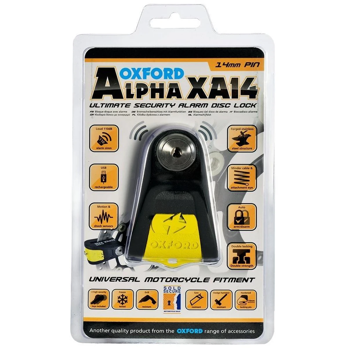 Oxford XA14 Alarm Schijfremslot ART 4 - Geel - Image 5