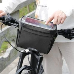 WHEEL UP D21 - Waterdichte Tas Voor Aan De Fiets - Fiets Tas Stuurtas Met Smartphone Houder – Waterdicht – Fietstas Stuur – Smartphone Houder Fiets – T/M 6.5 Inch - Zwart