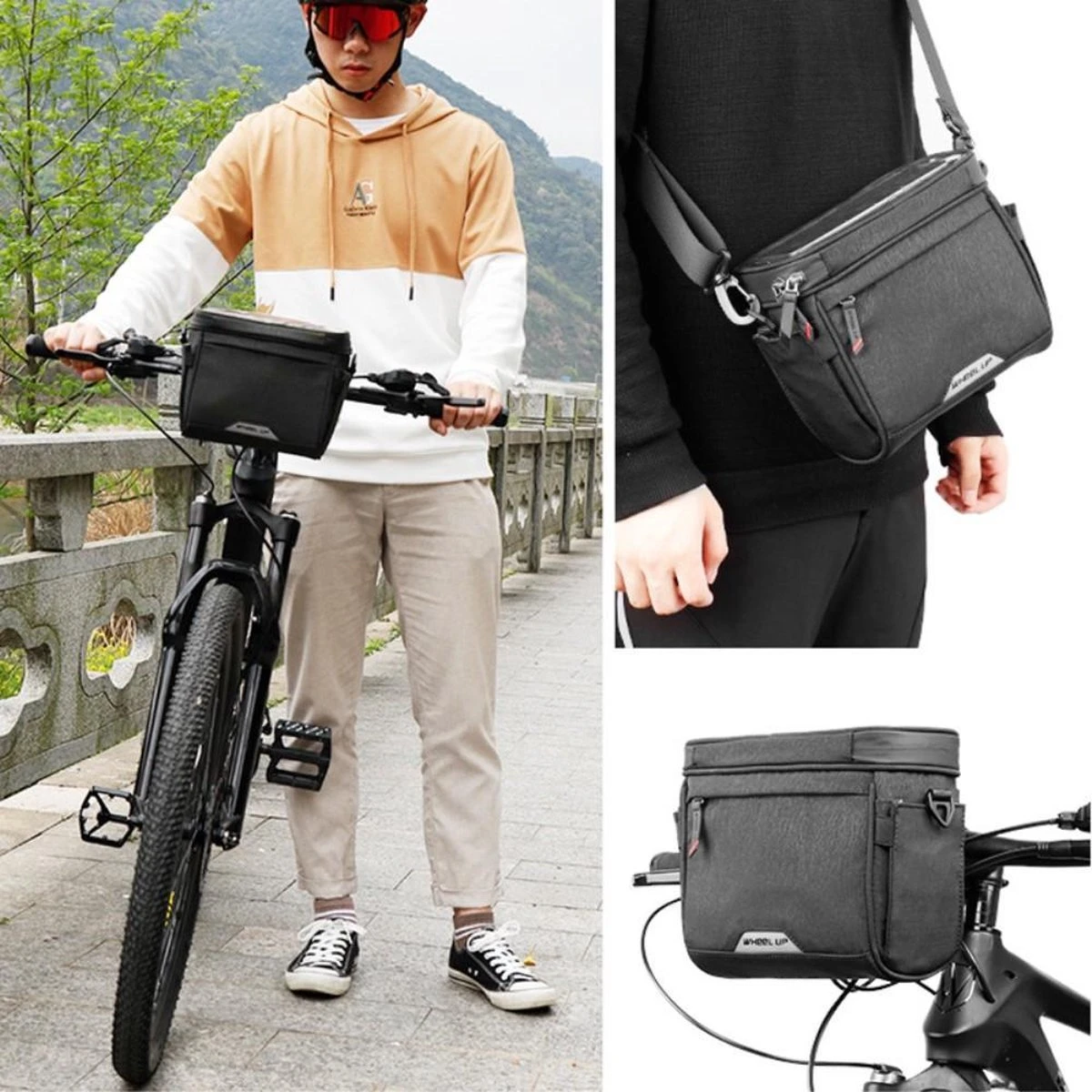 WHEEL UP D21 - Waterdichte Tas Voor Aan De Fiets - Fiets Tas Stuurtas Met Smartphone Houder – Waterdicht – Fietstas Stuur – Smartphone Houder Fiets – T/M 6.5 Inch - Zwart - Image 3