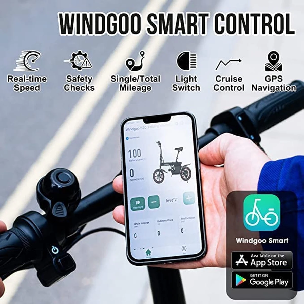 Merkloos Windgoo B20 V3- APP IOS Android - Elektrische Vouwfiets - E Bike - 7.8Ah Batterij - 250W - 14 Inch - 25 KM/H - Zwart - Image 15