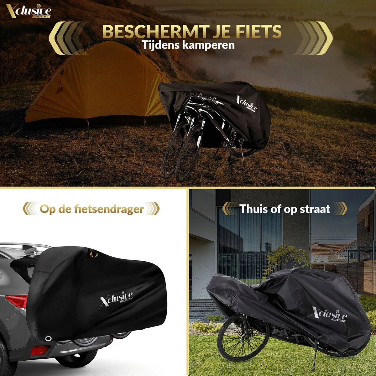 Xclusive-lifestyle® Fietshoes XXL - Universeel - 1 Of 2 Fietsen - Ultra Oxford 420D Zeer Sterk En Extra Dik - Bakfietshoes - Fietscover - Waterdichte PU Coating - Met Opbergtas En Zadelhoes - Image 6