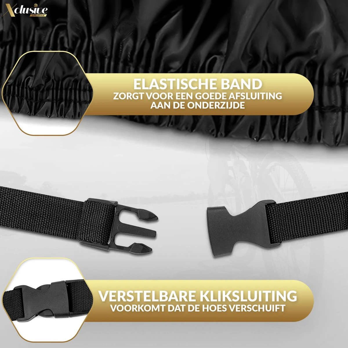 Xclusive-lifestyle® Fietshoes XXL - Universeel - 1 Of 2 Fietsen - Ultra Oxford 420D Zeer Sterk En Extra Dik - Bakfietshoes - Fietscover - Waterdichte PU Coating - Met Opbergtas En Zadelhoes - Image 9