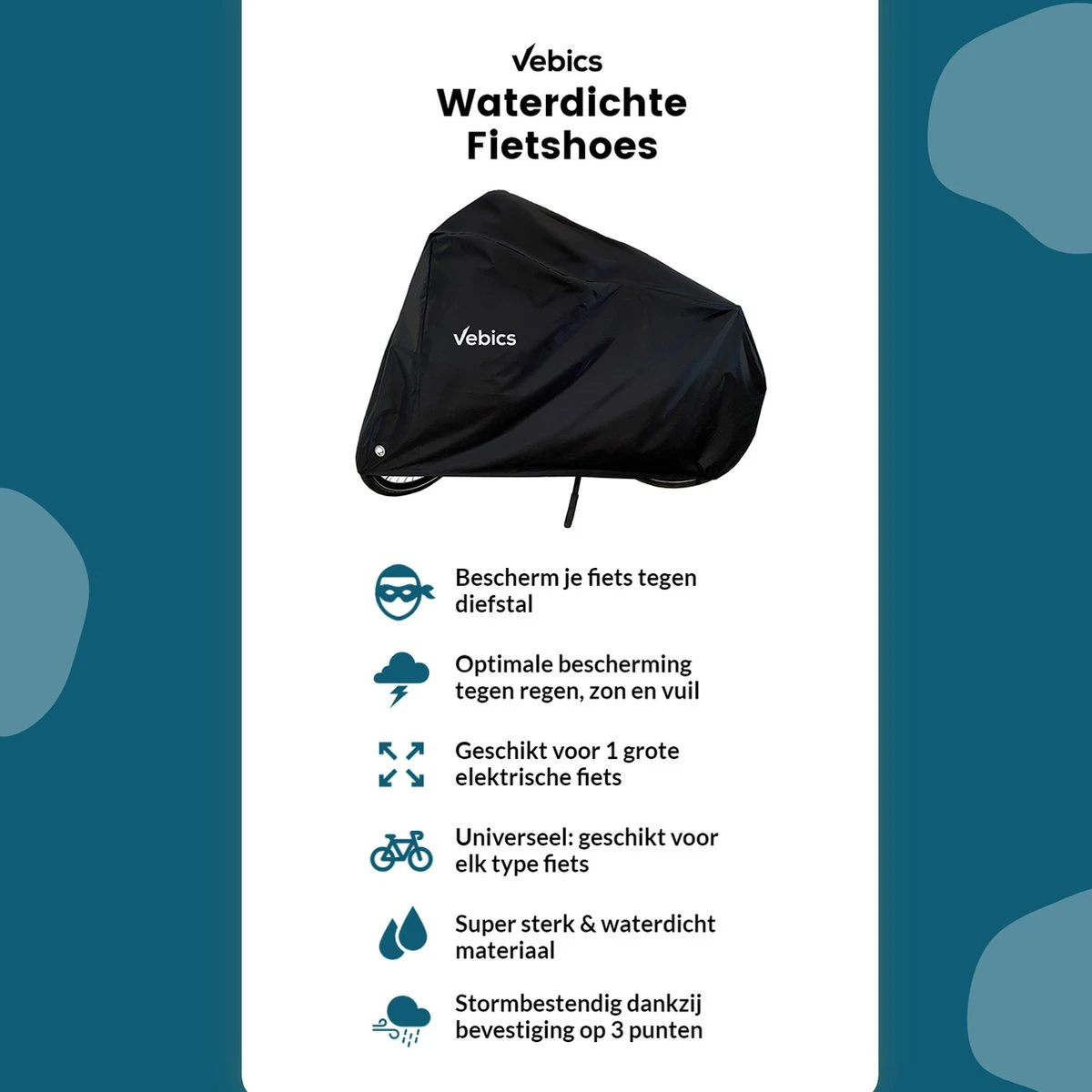 Fietshoes Voor 2 Fietsen - Waterdicht - Fietsbeschermhoes - Elektrische Fiets - Stalling - Fietsbeschermhoes Voor 2 Fietsen - Zwart - Image 10