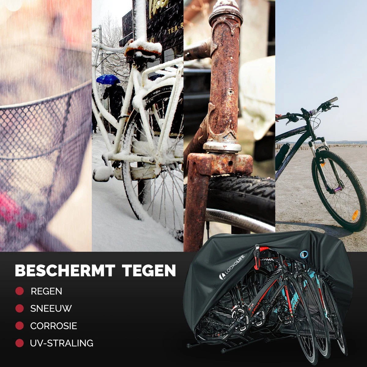 Merkloos Fietshoes - Voor 2 Fietsen Of 3 Fietsen - Waterdicht - Ultra Sterk & Dik - Premium PU Coating - Incl. Opberghoes - Image 3