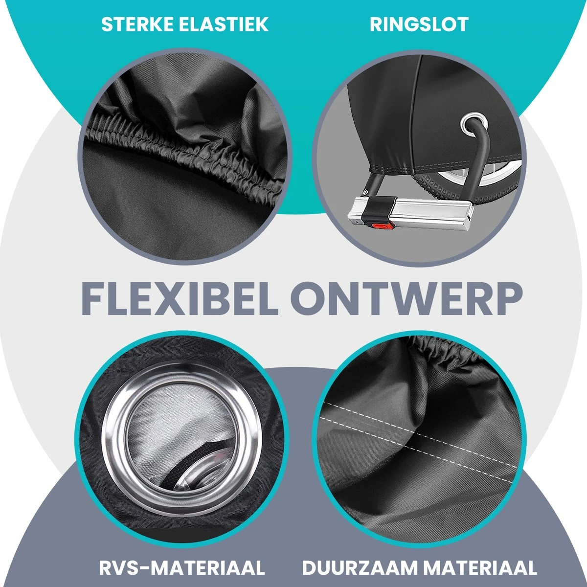 Merkloos Fietshoes Voor 1/2 Fietsen - Luxe Fiets Hoes - Waterdicht 210D Polyester Zwart - Inclusief Opbergzak - Image 3