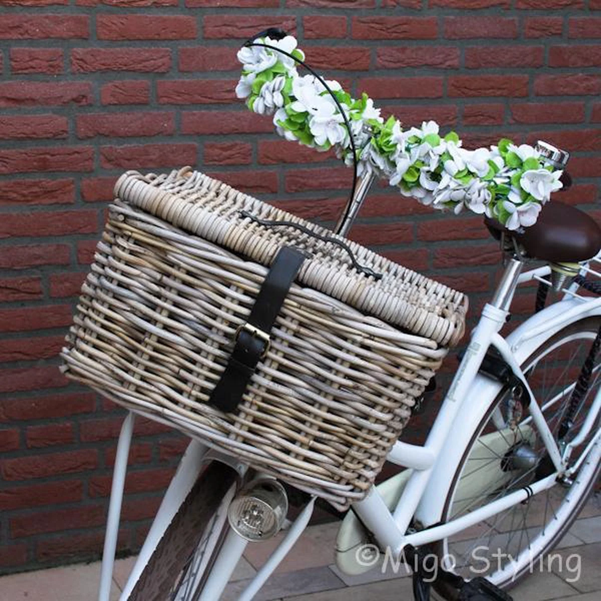 Fietsmand - Met Deksel - Bakkersmand - 42x33xH23 - Riet-Rotan - Image 3