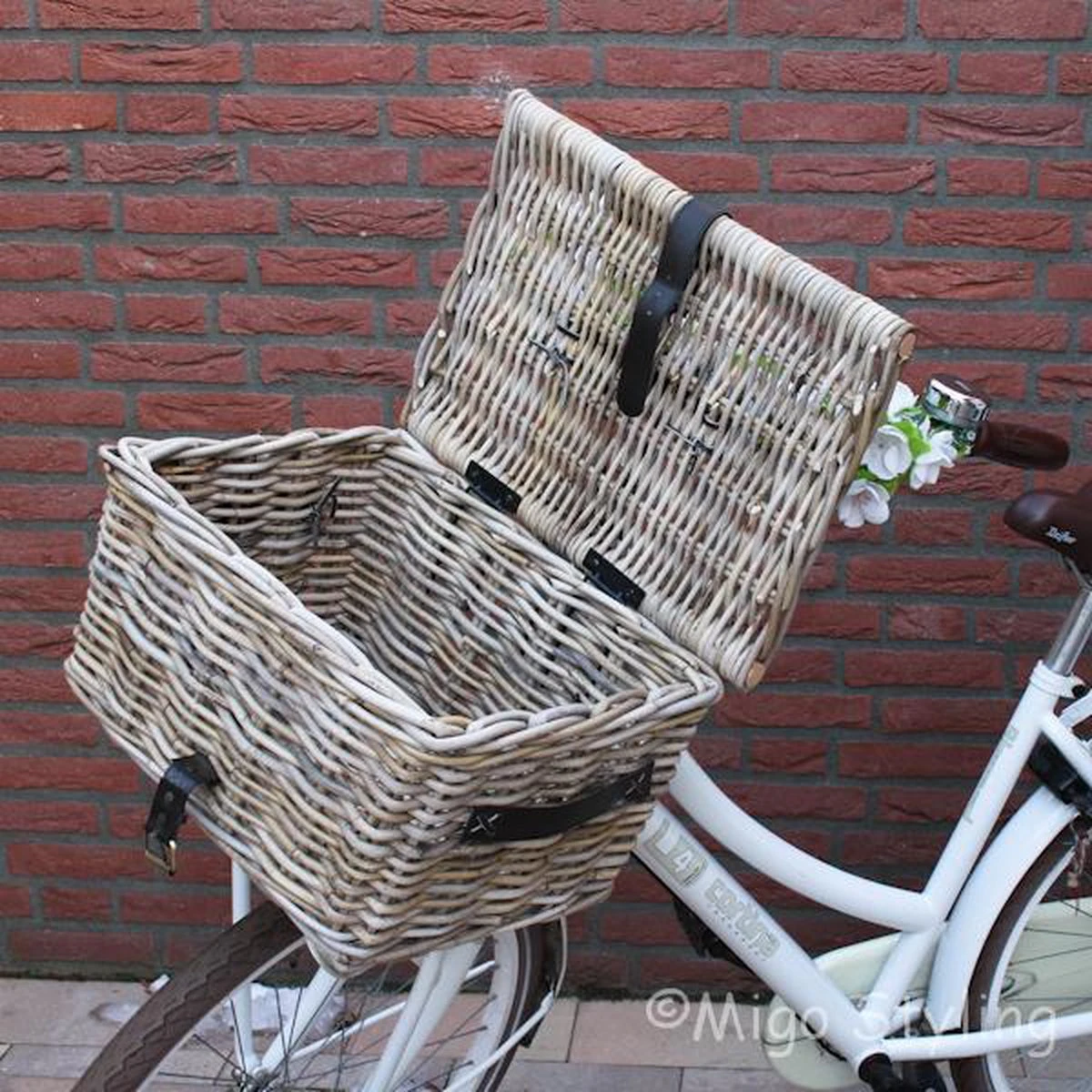 Fietsmand - Met Deksel - Bakkersmand - 42x33xH23 - Riet-Rotan - Image 4