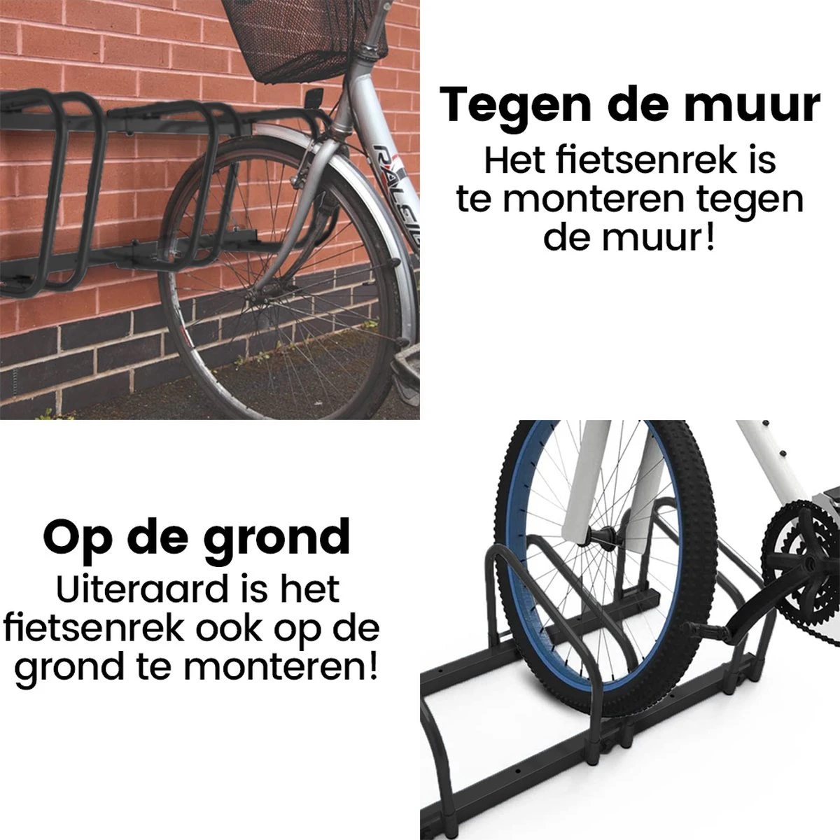 Alora Fietsenrek Voor 6 Fietsen Zwart- Met Muurbevestiging - Fietsen Rek - Image 4