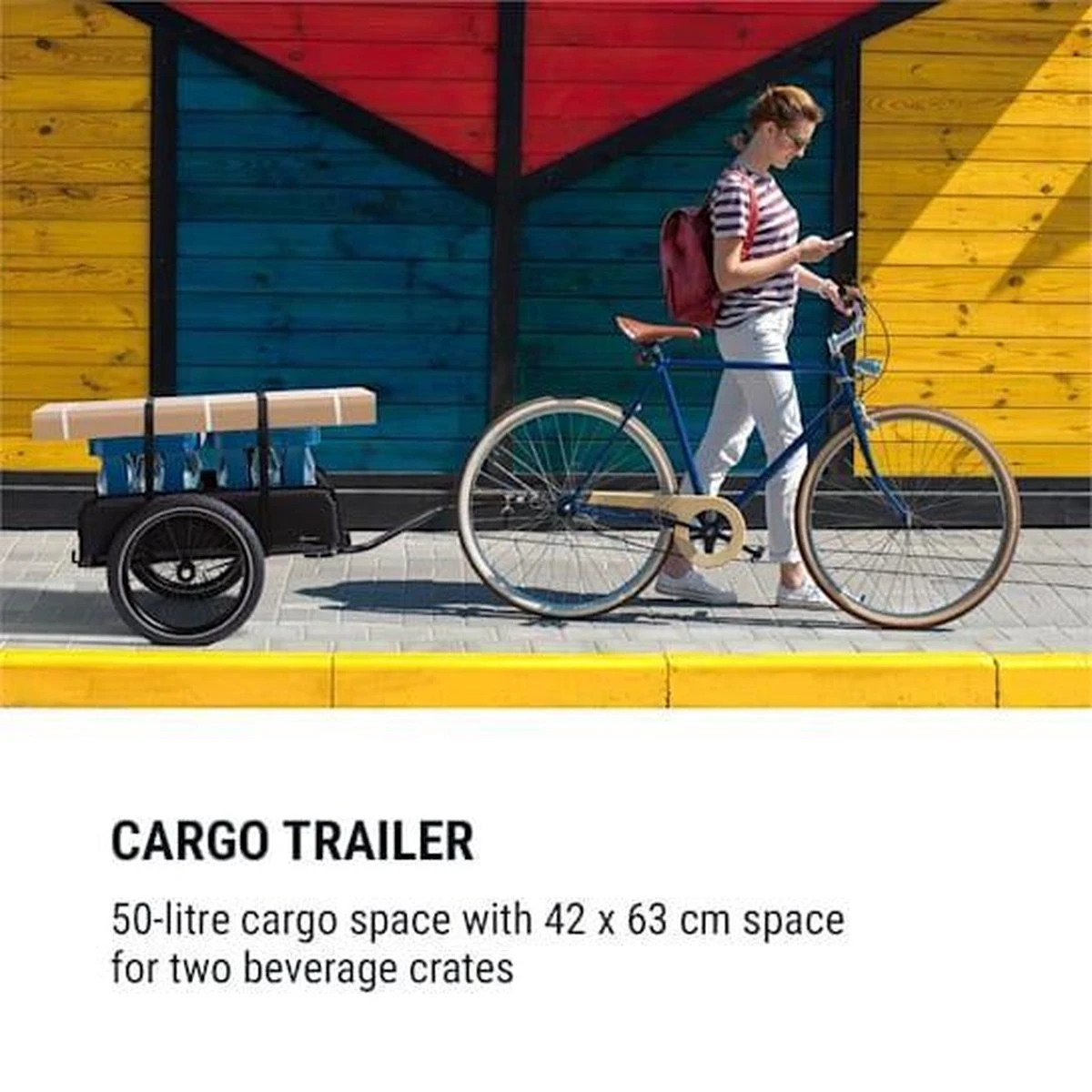 Klarfit Cargo Bull Aanhangwagen - Bagagefietskar - Fietsaanhanger - 50 Liter Laadruimte - 16" Luchtbanden - Voor Max. 40 Kg Lading - Image 3