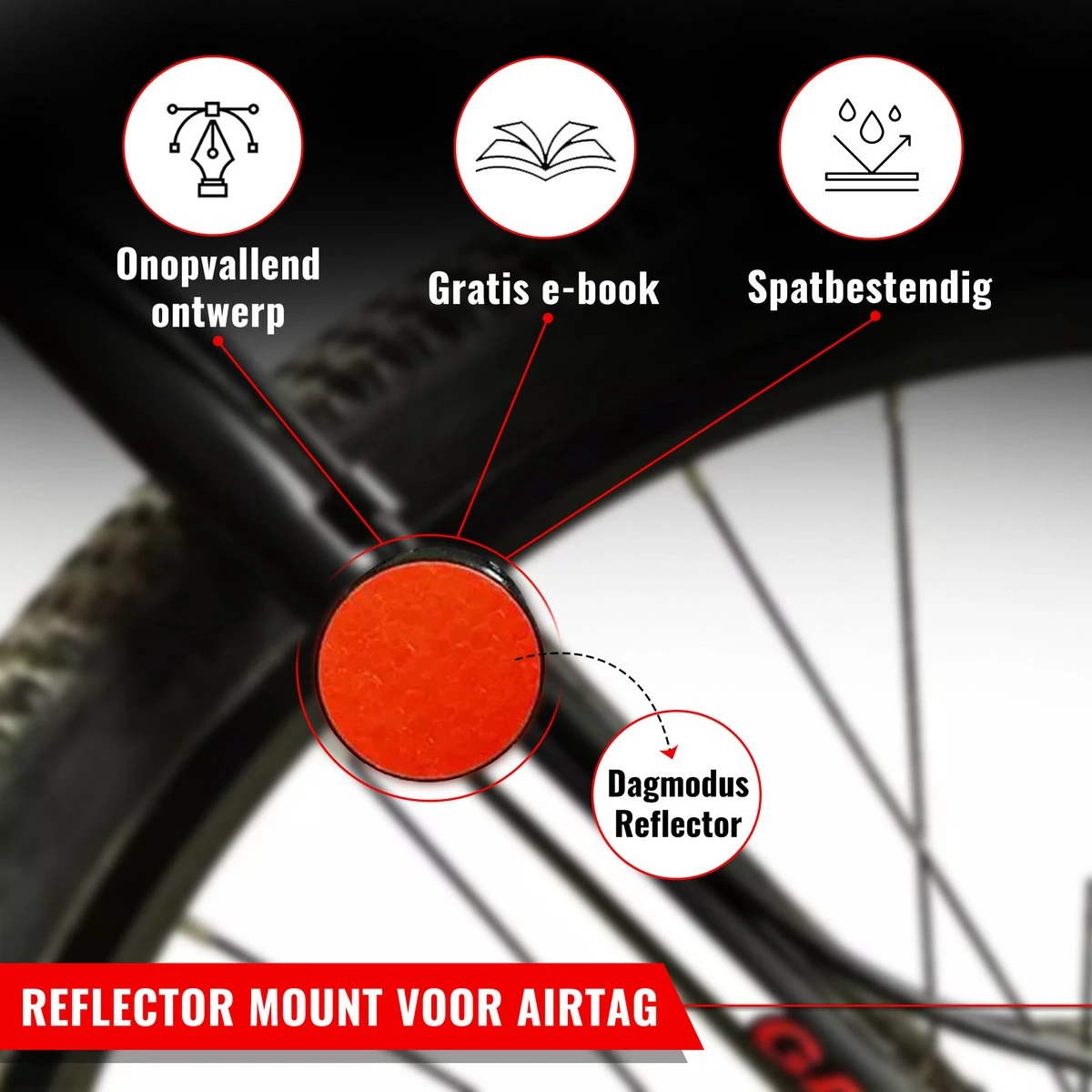 Airtag Bike Mount Compatibel Met Apple AirTag Fietsmontage Reflector Antidiefstal Tracering Zwart Montagegereedschap Fiets AppleAirtag AirTag Fiets - Image 2