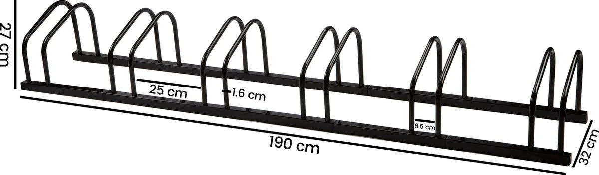 Alora Fietsenrek Voor 6 Fietsen Zwart- Met Muurbevestiging - Fietsen Rek - Image 6