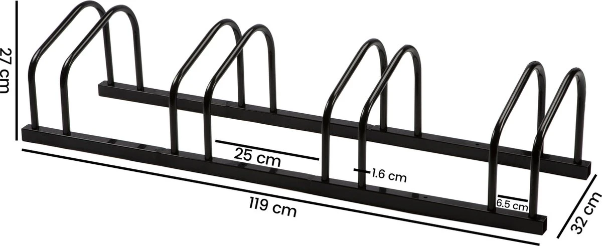 Alora Fietsenrek Voor 4 Fietsen Zwart- Met Muurbevestiging - Fietsen Rek - Image 6